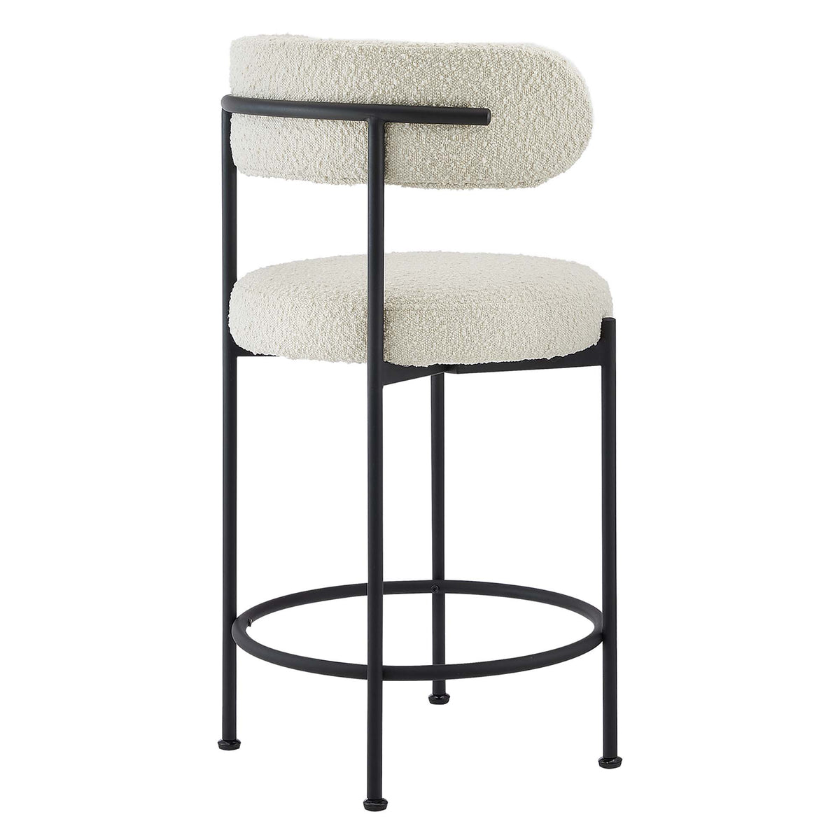 Albie Boucle Fabric Counter Stools Set of 2 - Ivory Black