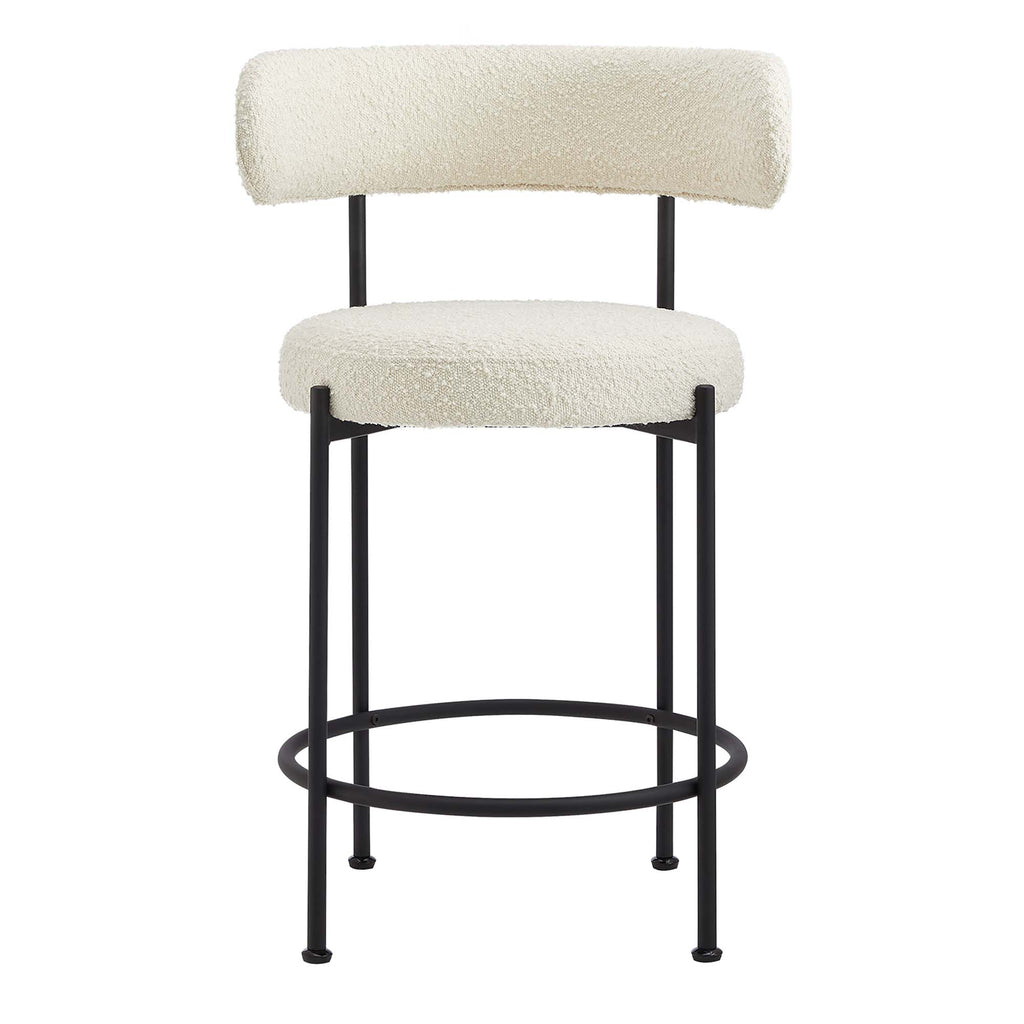 Albie Boucle Fabric Counter Stools Set of 2 - Ivory Black