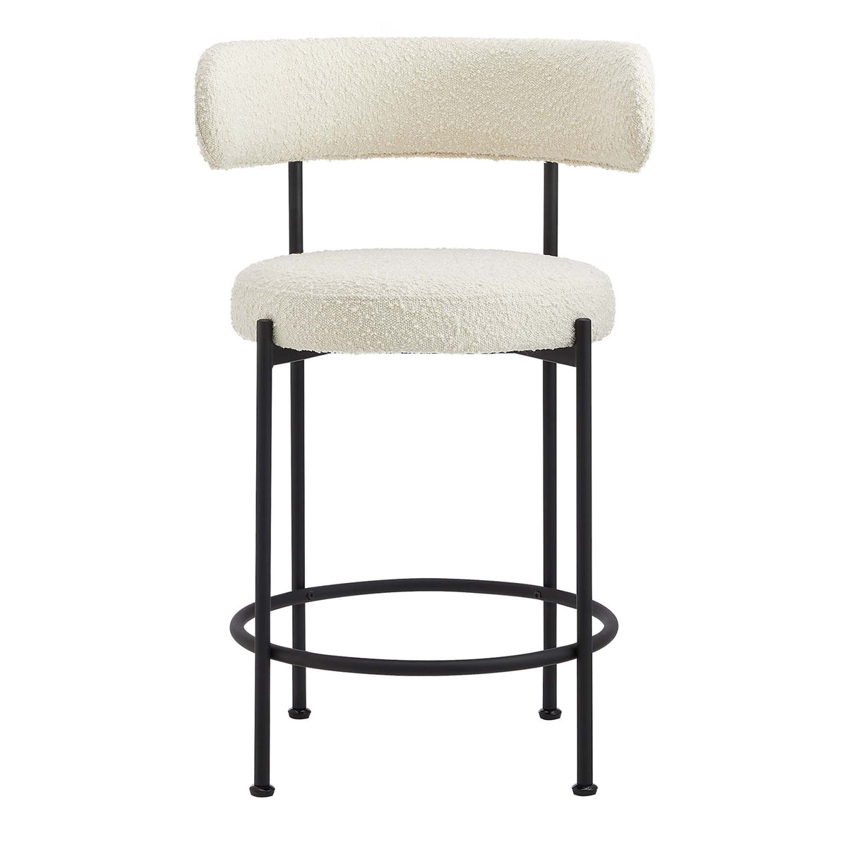 Albie Boucle Fabric Counter Stools Set of 2 - Ivory Black