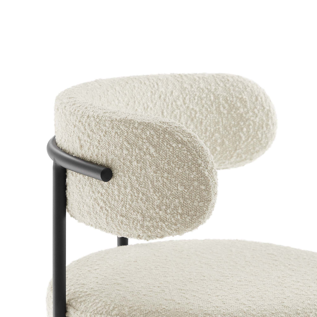 Albie Boucle Fabric Counter Stools Set of 2 - Ivory Black