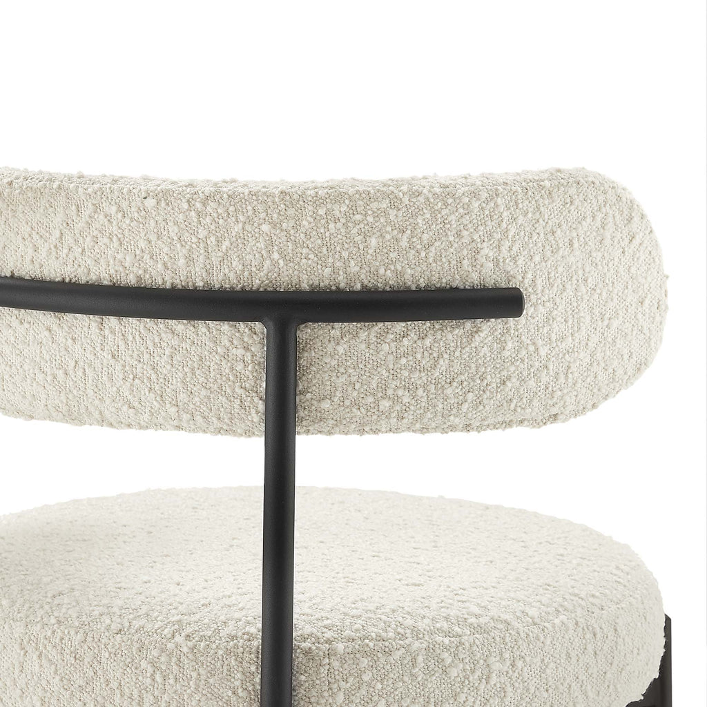 Albie Boucle Fabric Bar Stools Set of 2 - Ivory Black