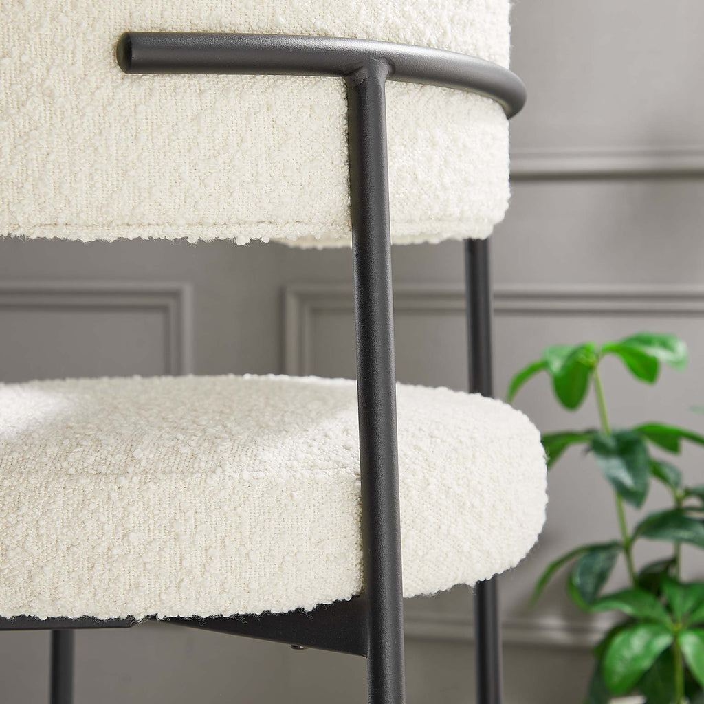 Albie Boucle Fabric Bar Stools Set of 2 - Ivory Black