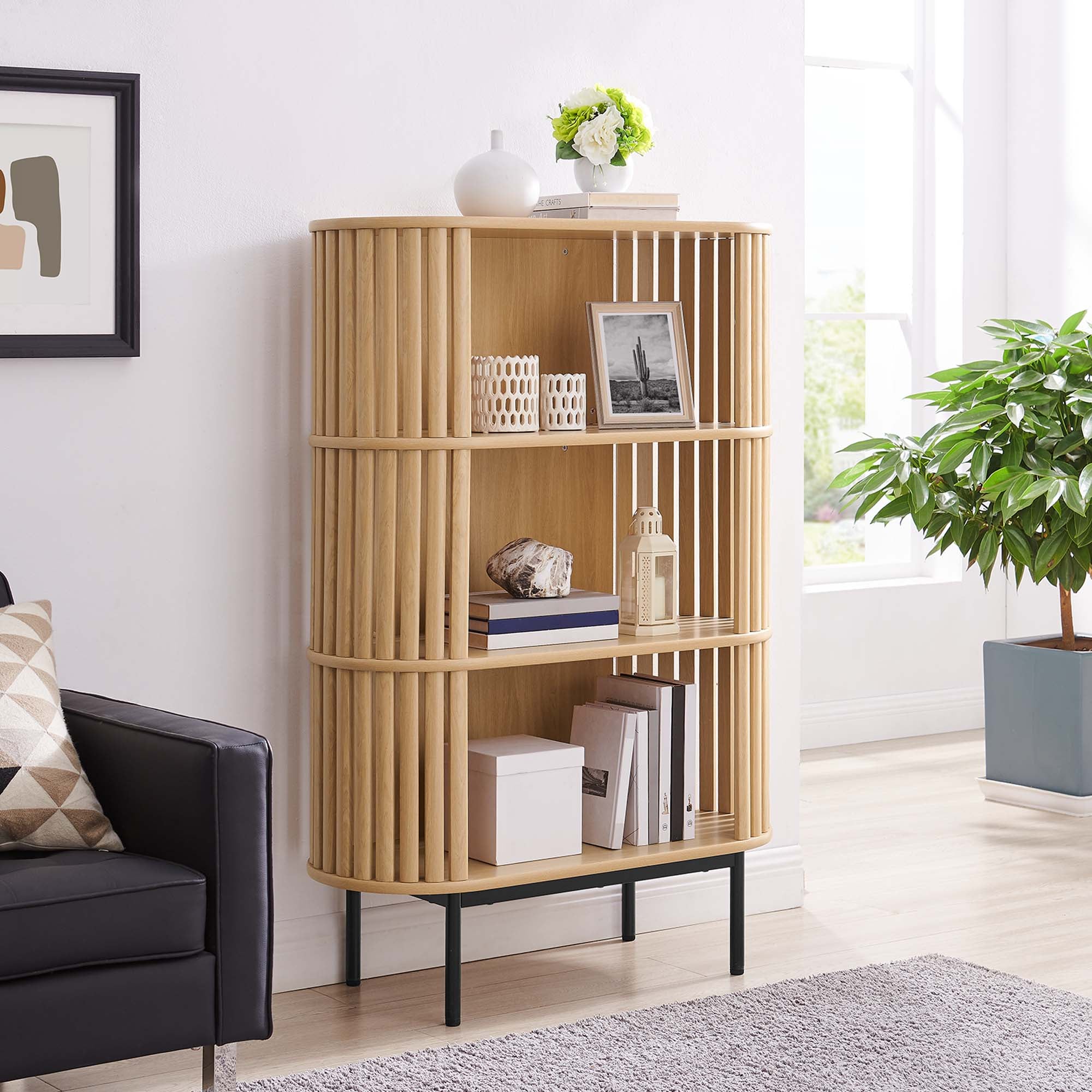 Fortitude Three Tier Display Cabinet - Oak