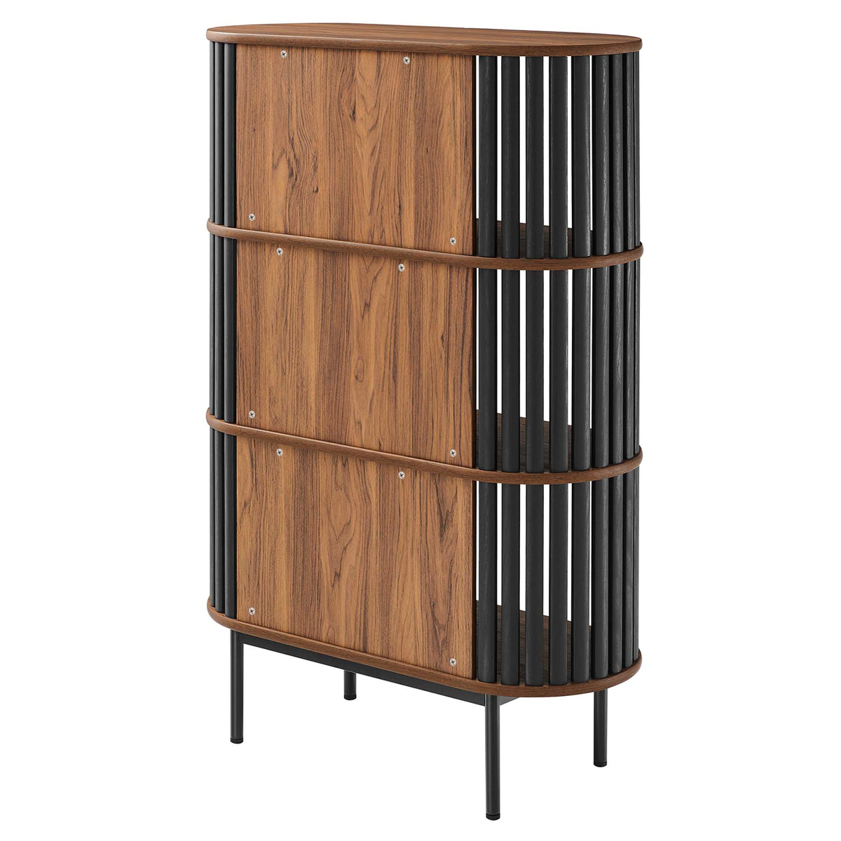Fortitude Three Tier Display Cabinet - Walnut Black