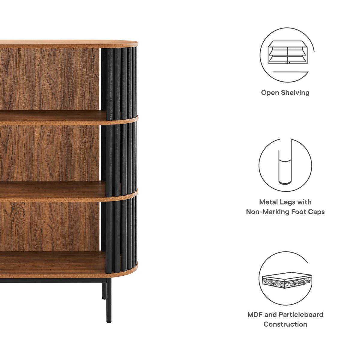 Fortitude Three Tier Display Cabinet - Walnut Black