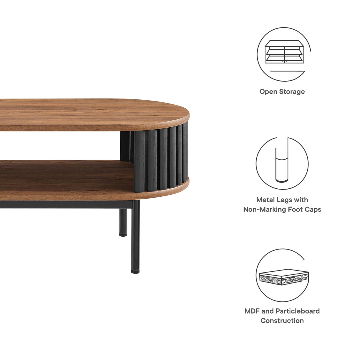 Fortitude Wood Coffee Table - Walnut Black