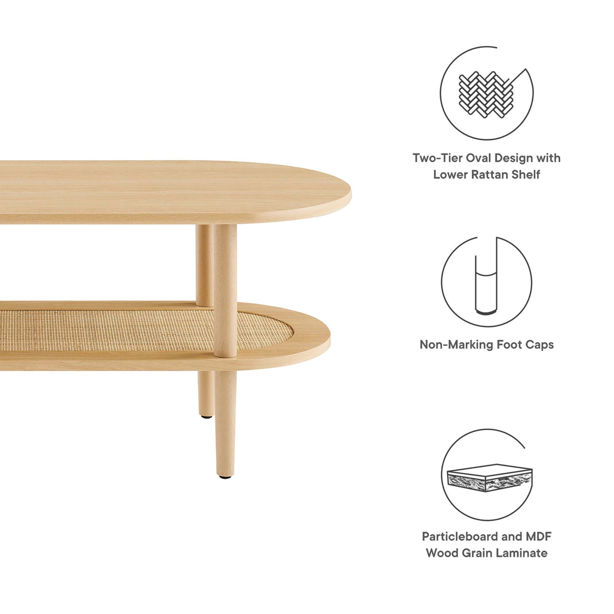 Torus Oval Coffee Table - Oak