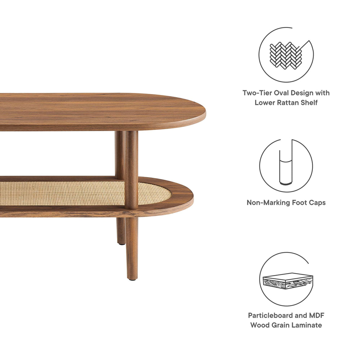 Torus Oval Coffee Table - Walnut