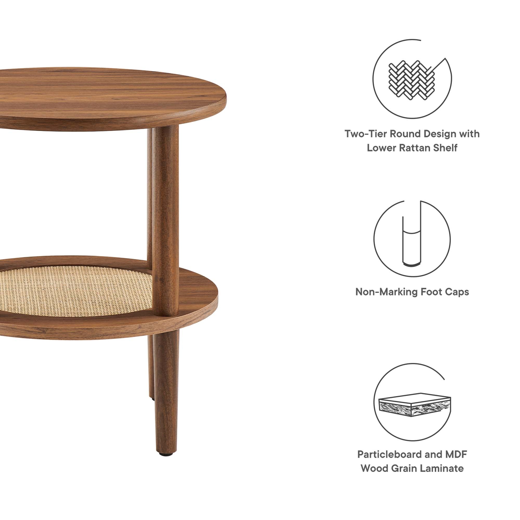 Torus Round Side Table - Walnut