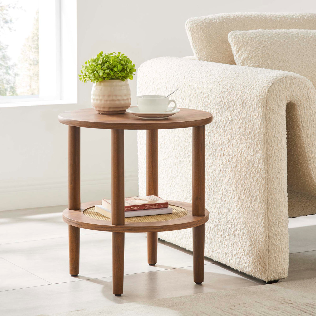 Torus Round Side Table - Walnut