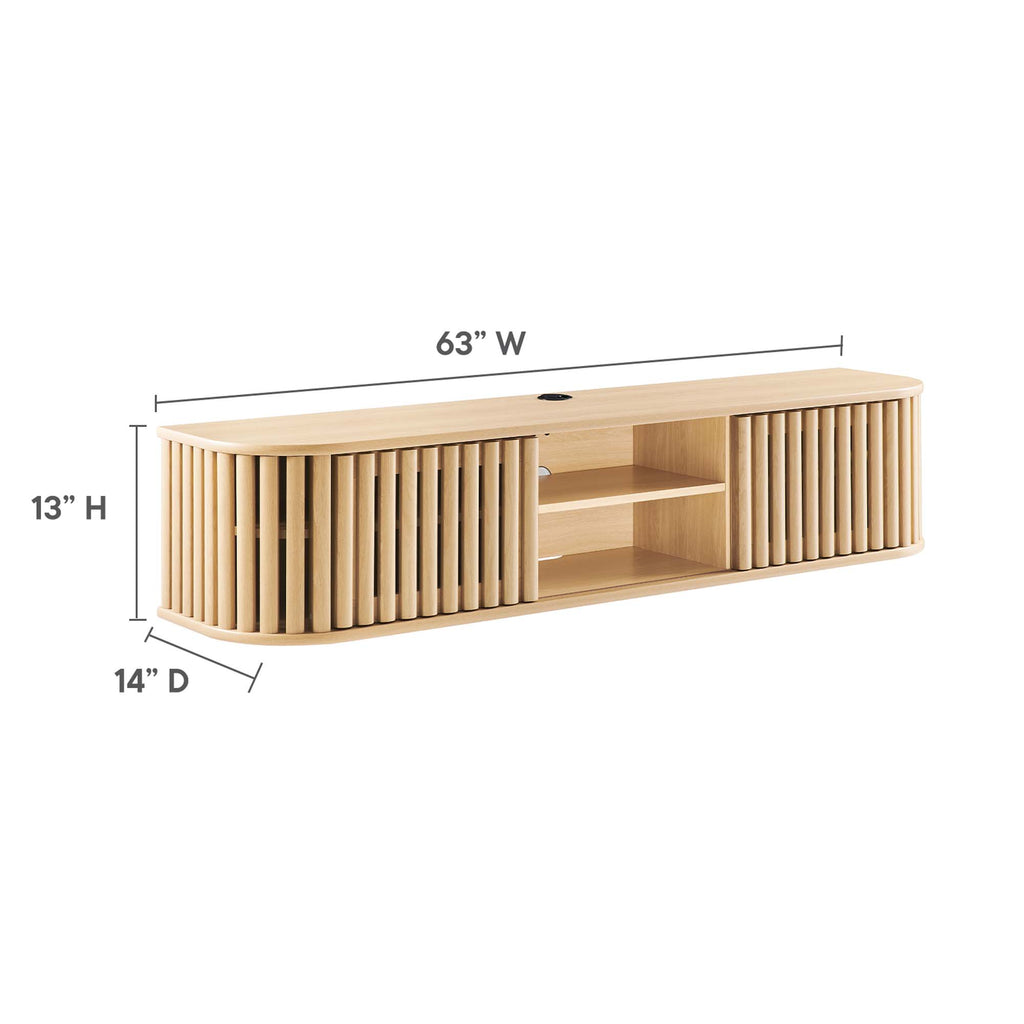 Fortitude 63" Wall-Mounted TV Stand - Oak