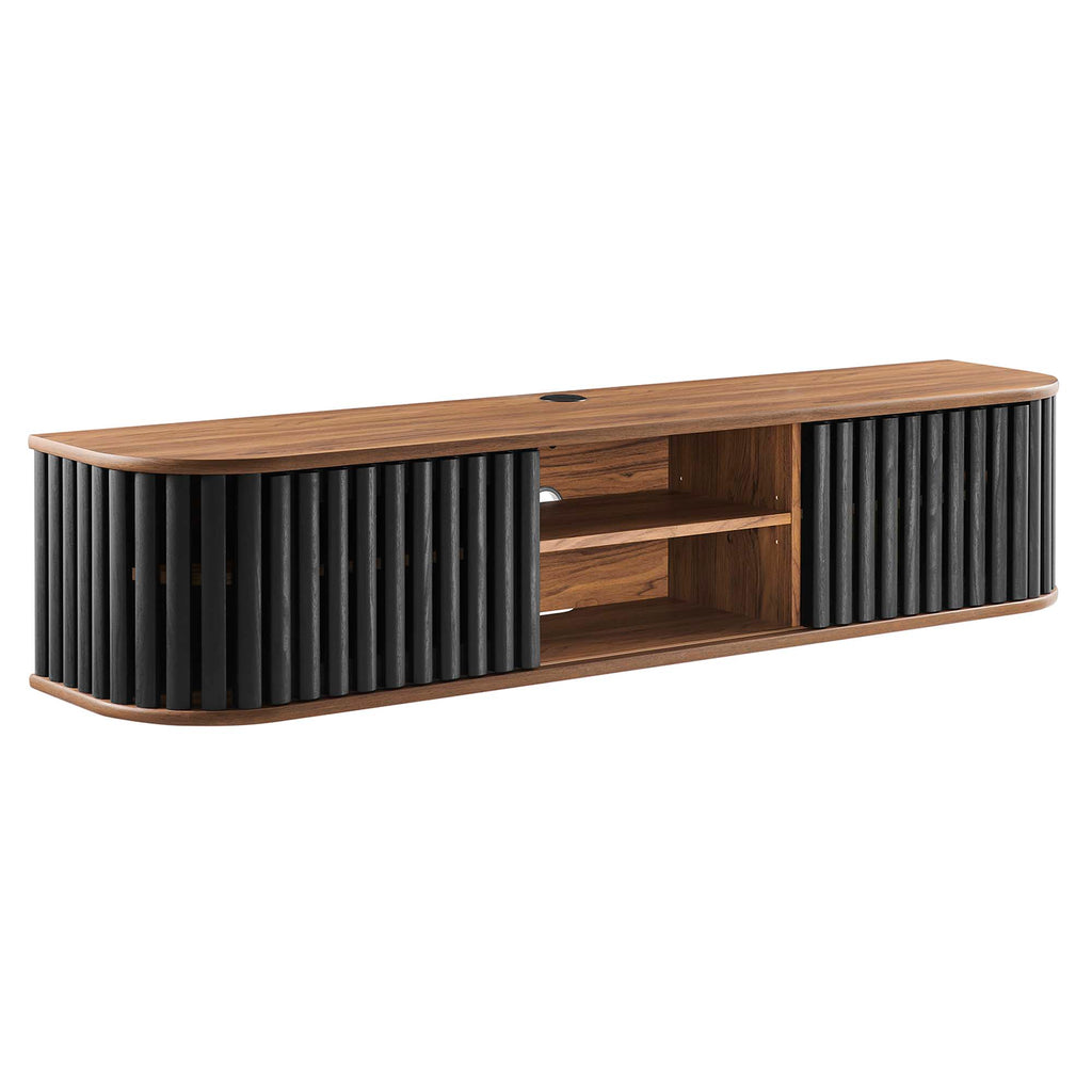 Fortitude 63" Wall-Mounted TV Stand - Walnut Black