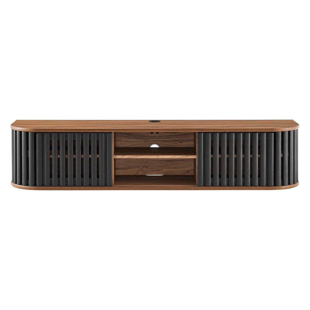 Fortitude 63" Wall-Mounted TV Stand - Walnut Black