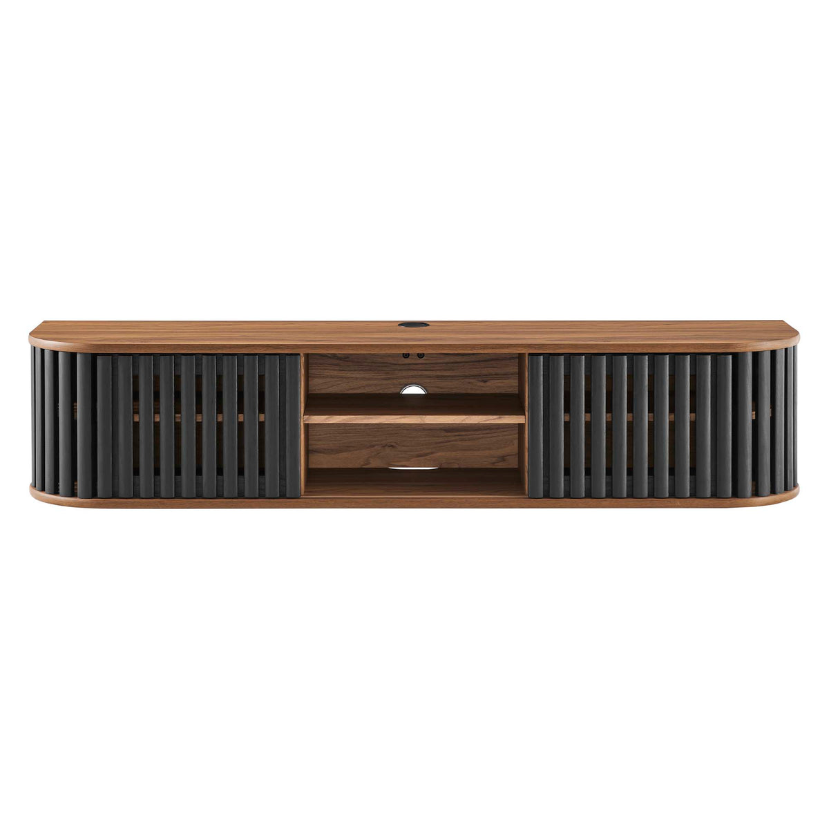 Fortitude 63" Wall-Mounted TV Stand - Walnut Black