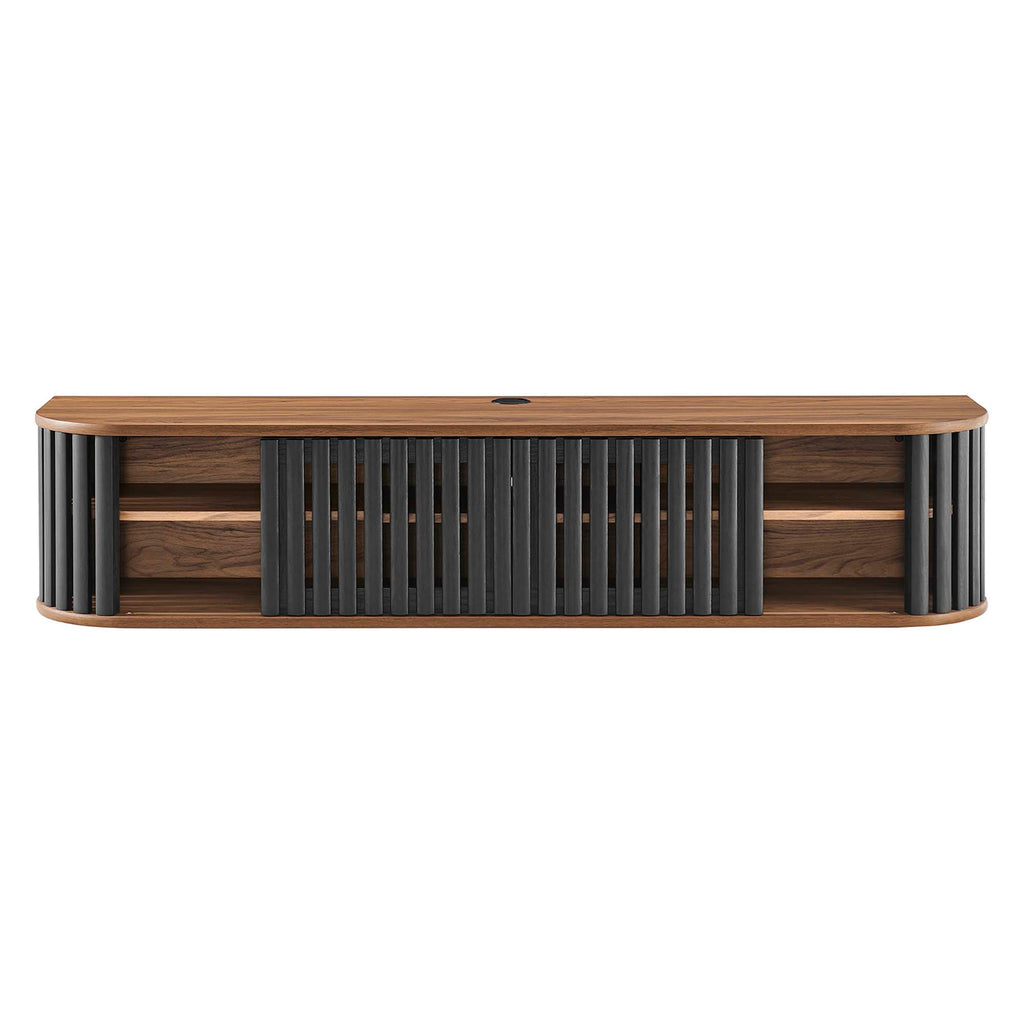 Fortitude 63" Wall-Mounted TV Stand - Walnut Black