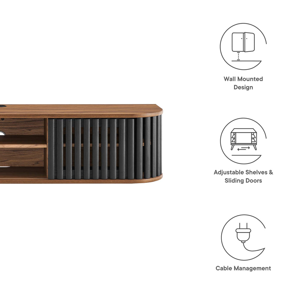 Fortitude 63" Wall-Mounted TV Stand - Walnut Black