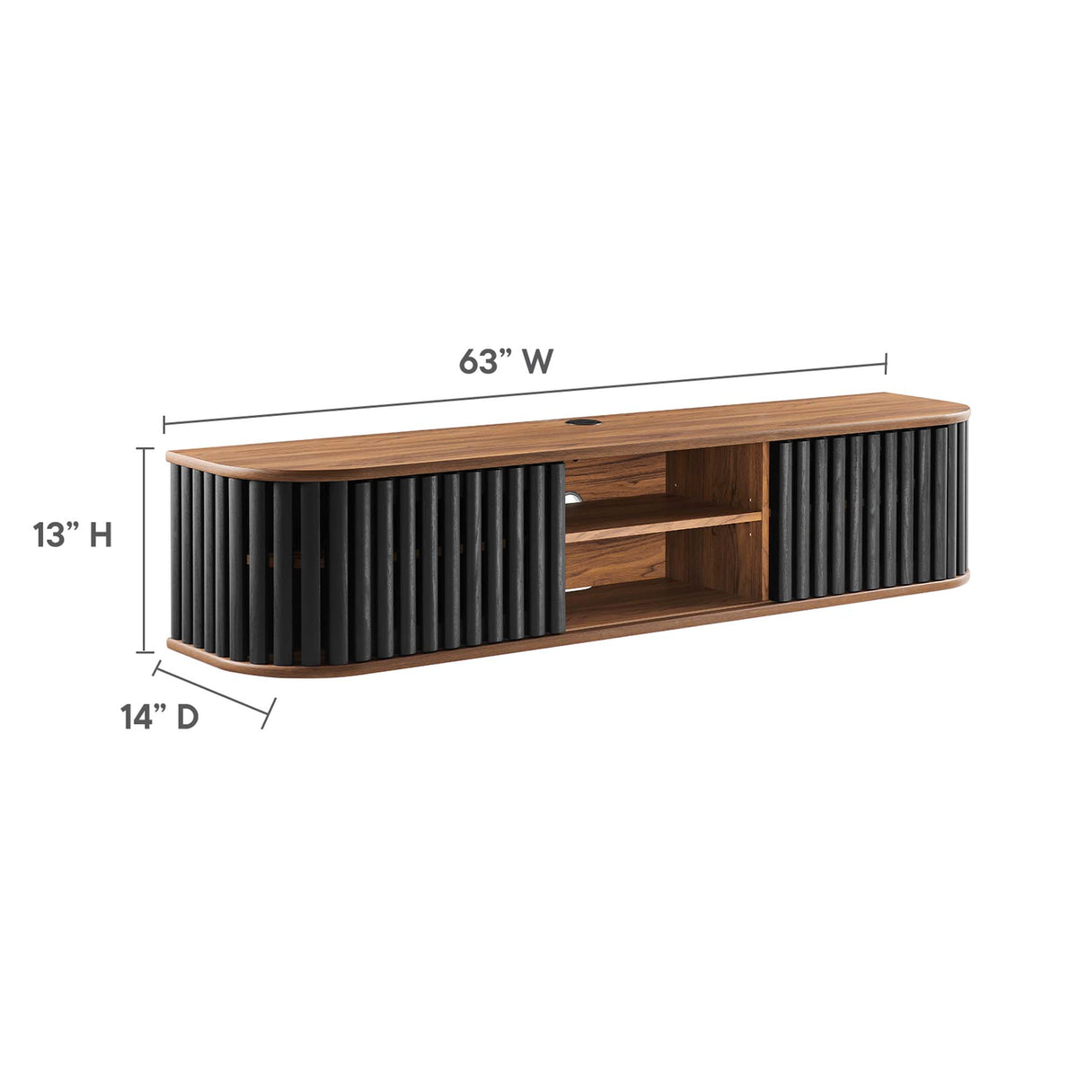 Fortitude 63" Wall-Mounted TV Stand - Walnut Black