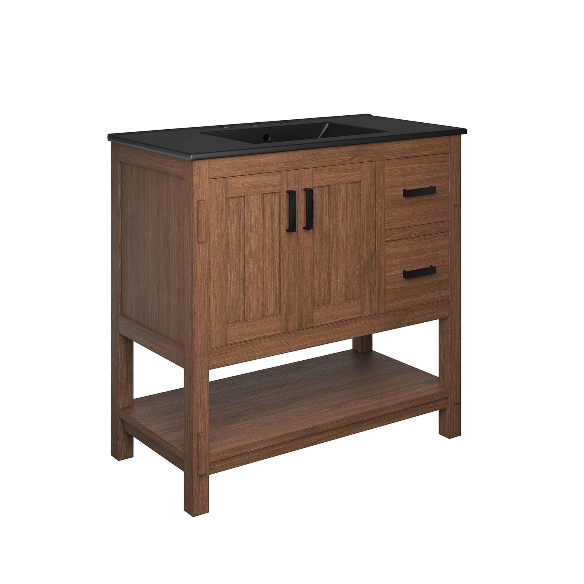 Ashlyn 36" Wood Bathroom Vanity - Walnut Black