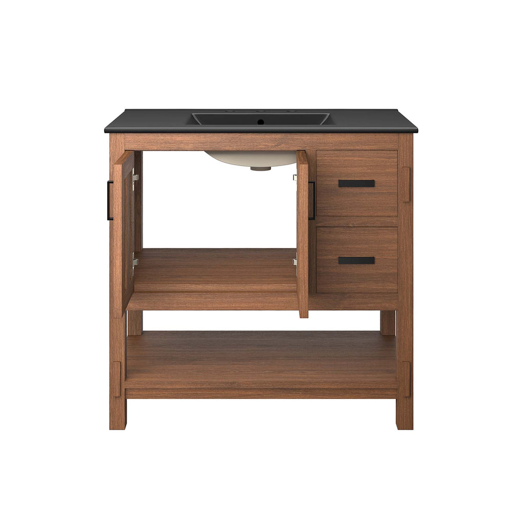 Ashlyn 36" Wood Bathroom Vanity - Walnut Black