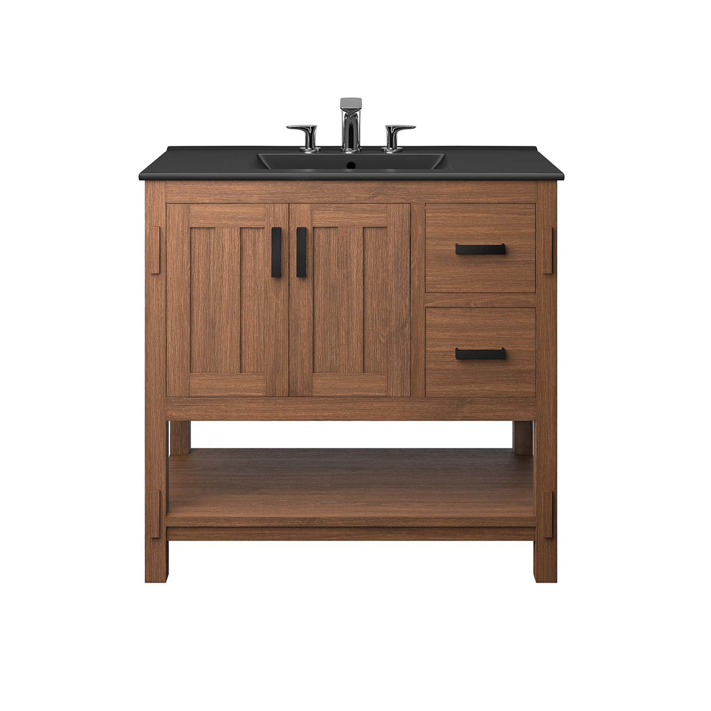 Ashlyn 36" Wood Bathroom Vanity - Walnut Black