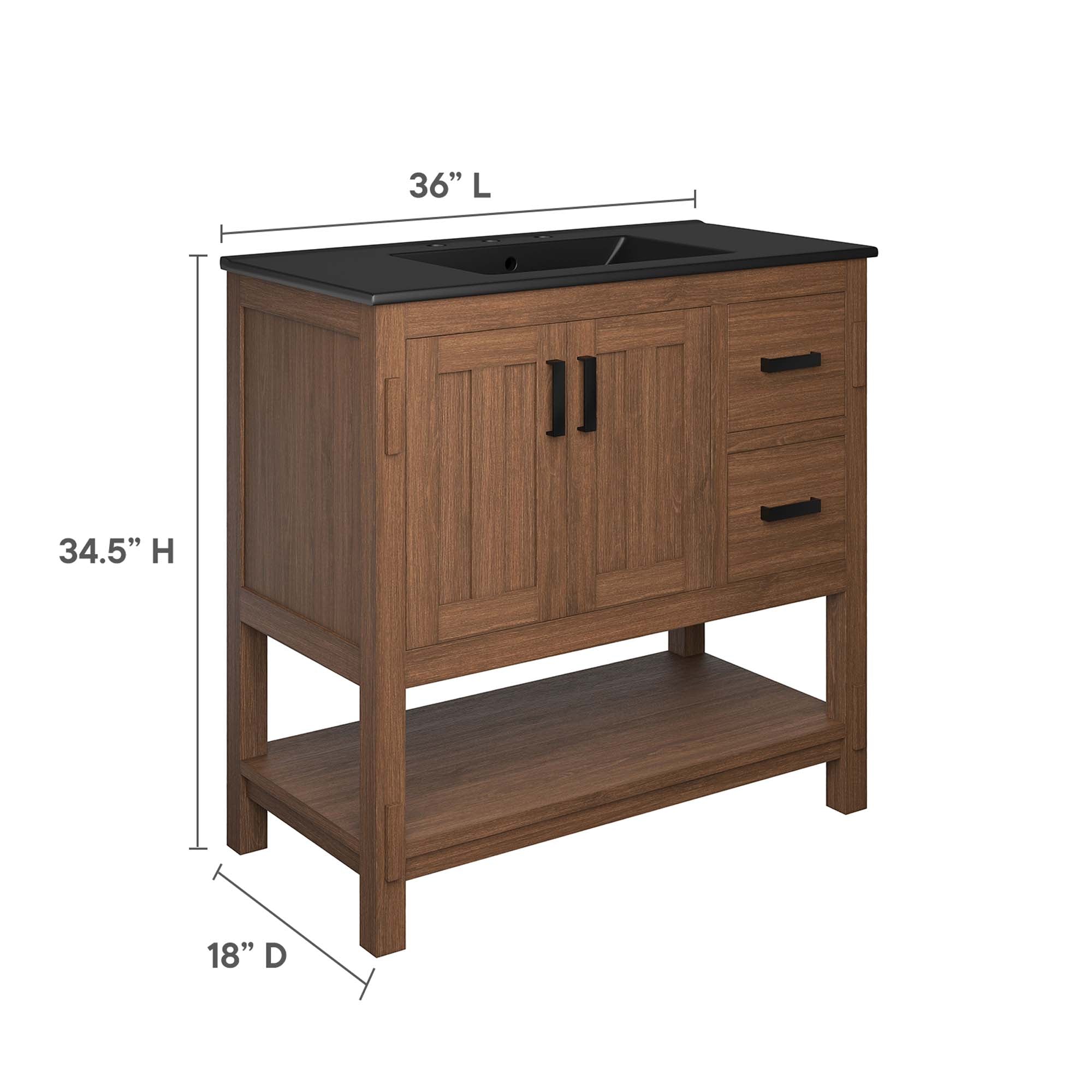 Ashlyn 36" Wood Bathroom Vanity - Walnut Black