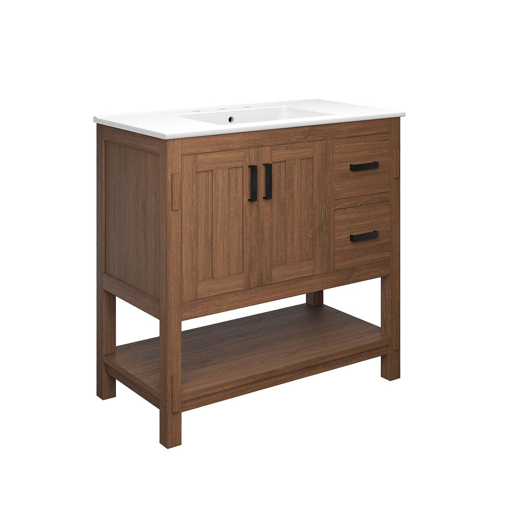 Ashlyn 36" Wood Bathroom Vanity - Walnut White