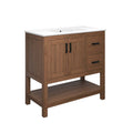 Ashlyn 36" Wood Bathroom Vanity - Walnut White