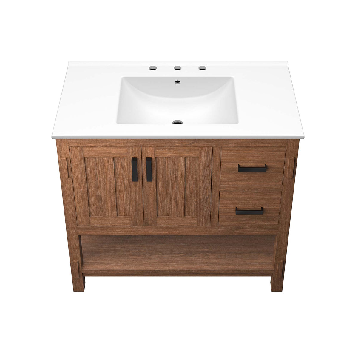 Ashlyn 36" Wood Bathroom Vanity - Walnut White
