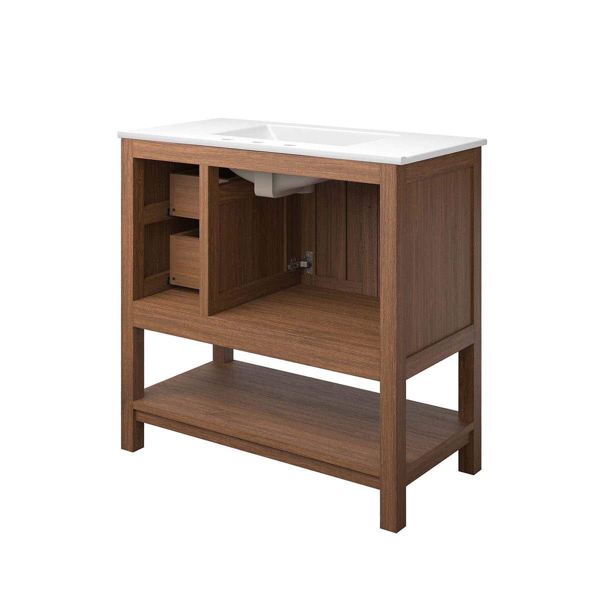 Ashlyn 36" Wood Bathroom Vanity - Walnut White