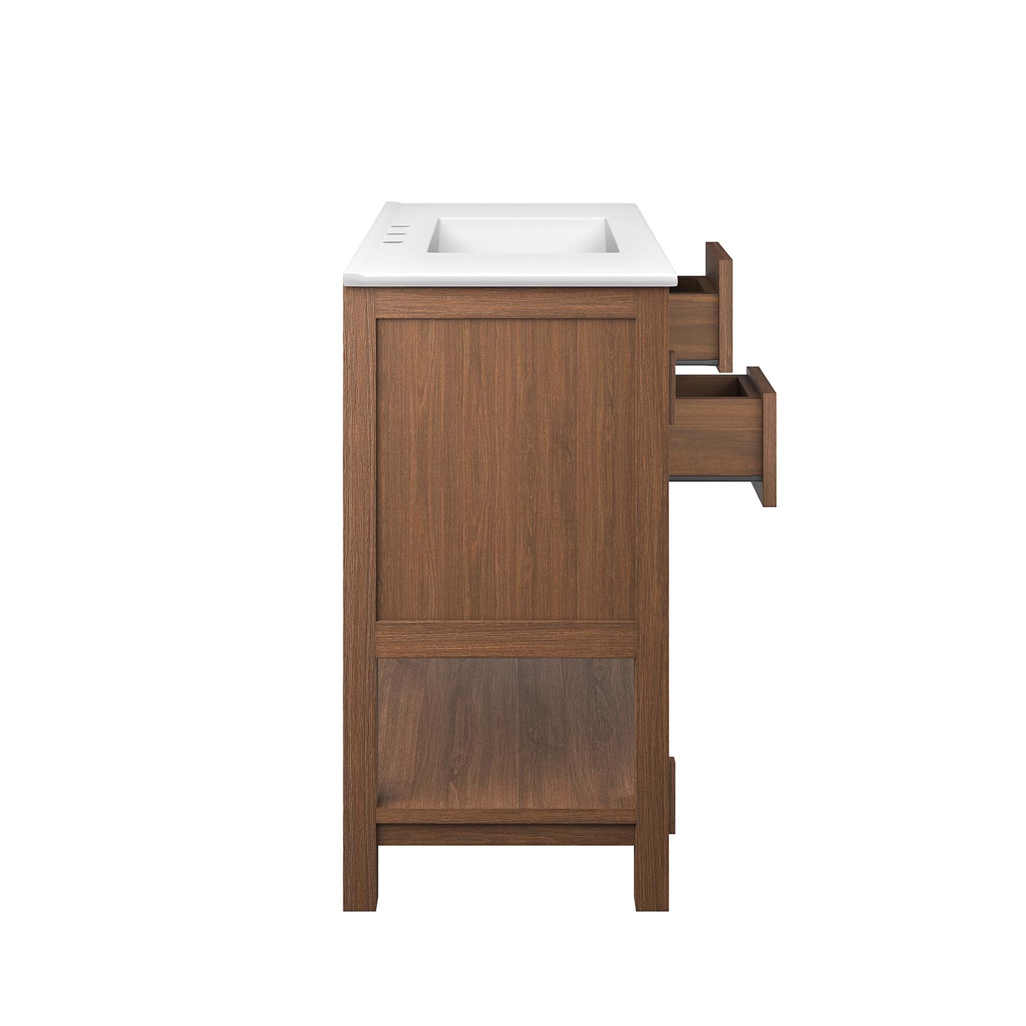 Ashlyn 36" Wood Bathroom Vanity - Walnut White