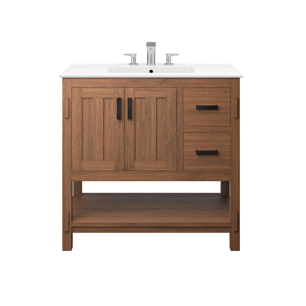 Ashlyn 36" Wood Bathroom Vanity - Walnut White