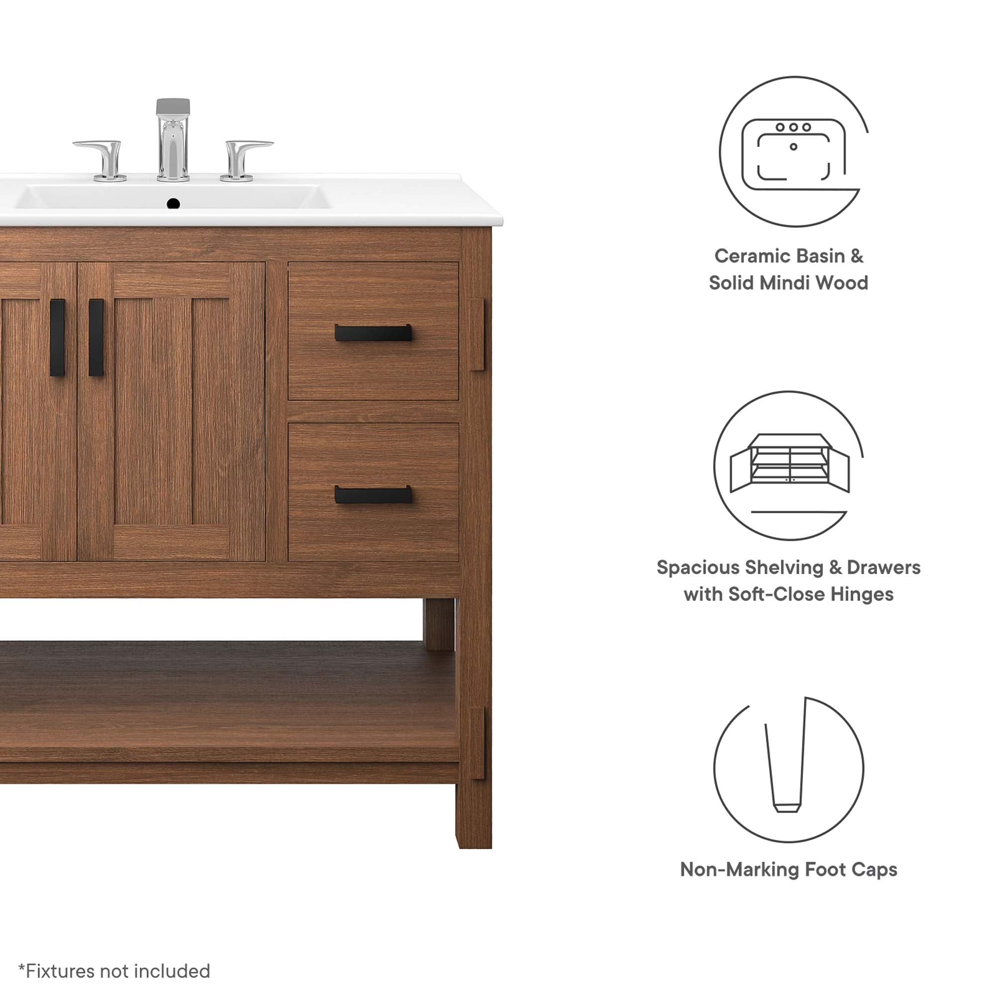 Ashlyn 36" Wood Bathroom Vanity - Walnut White