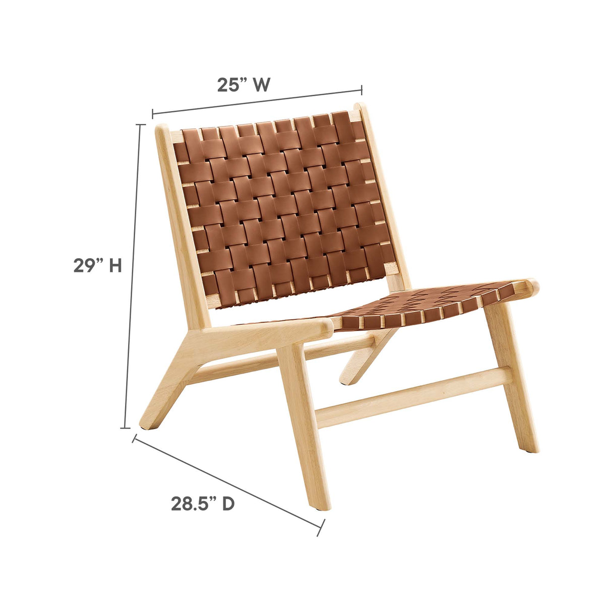 Saoirse Leather Wood Accent Lounge Chair - Natural Brown