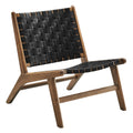 Saoirse Leather Wood Accent Lounge Chair - Walnut Black