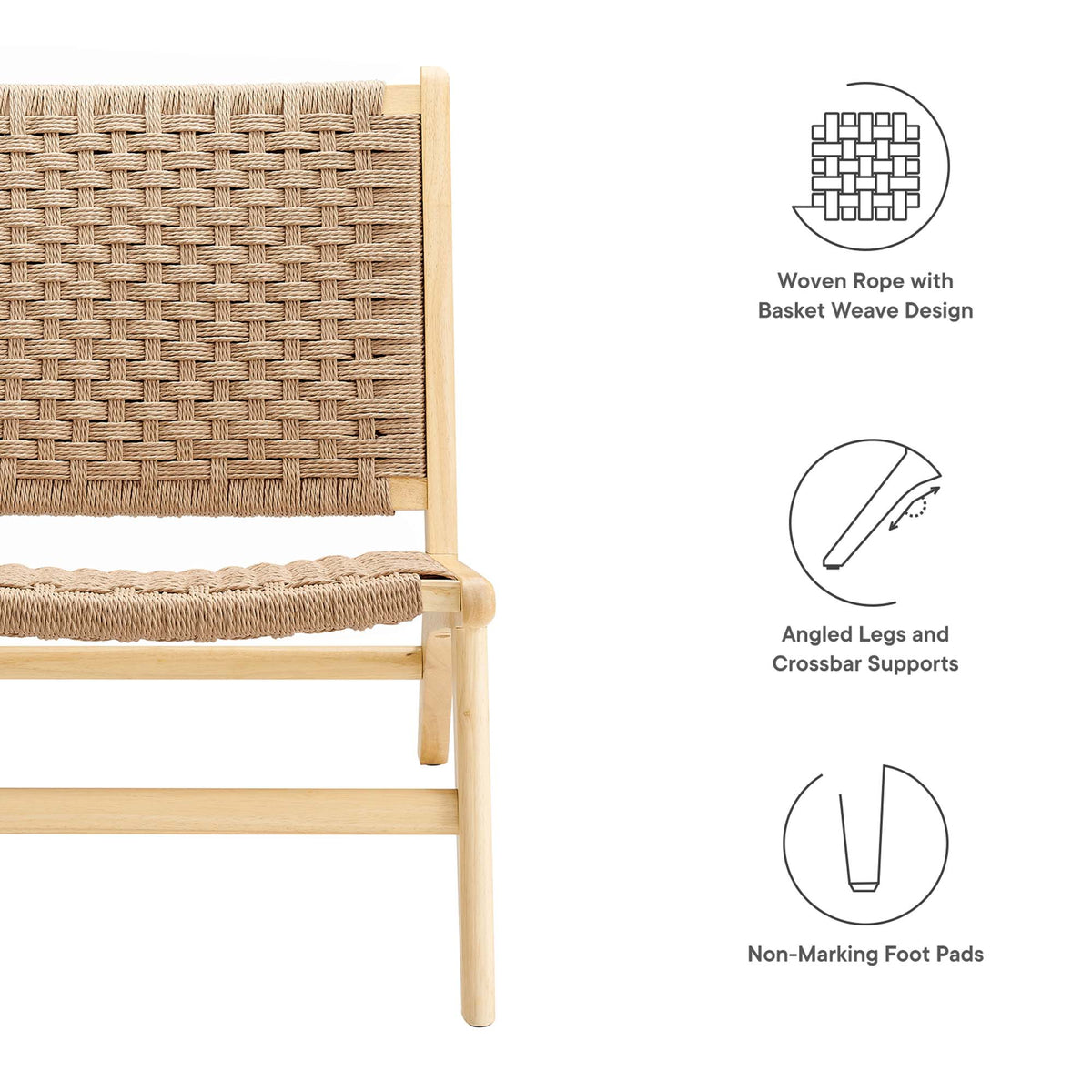 Saoirse Woven Rope Wood Accent Lounge Chair - Natural Natural