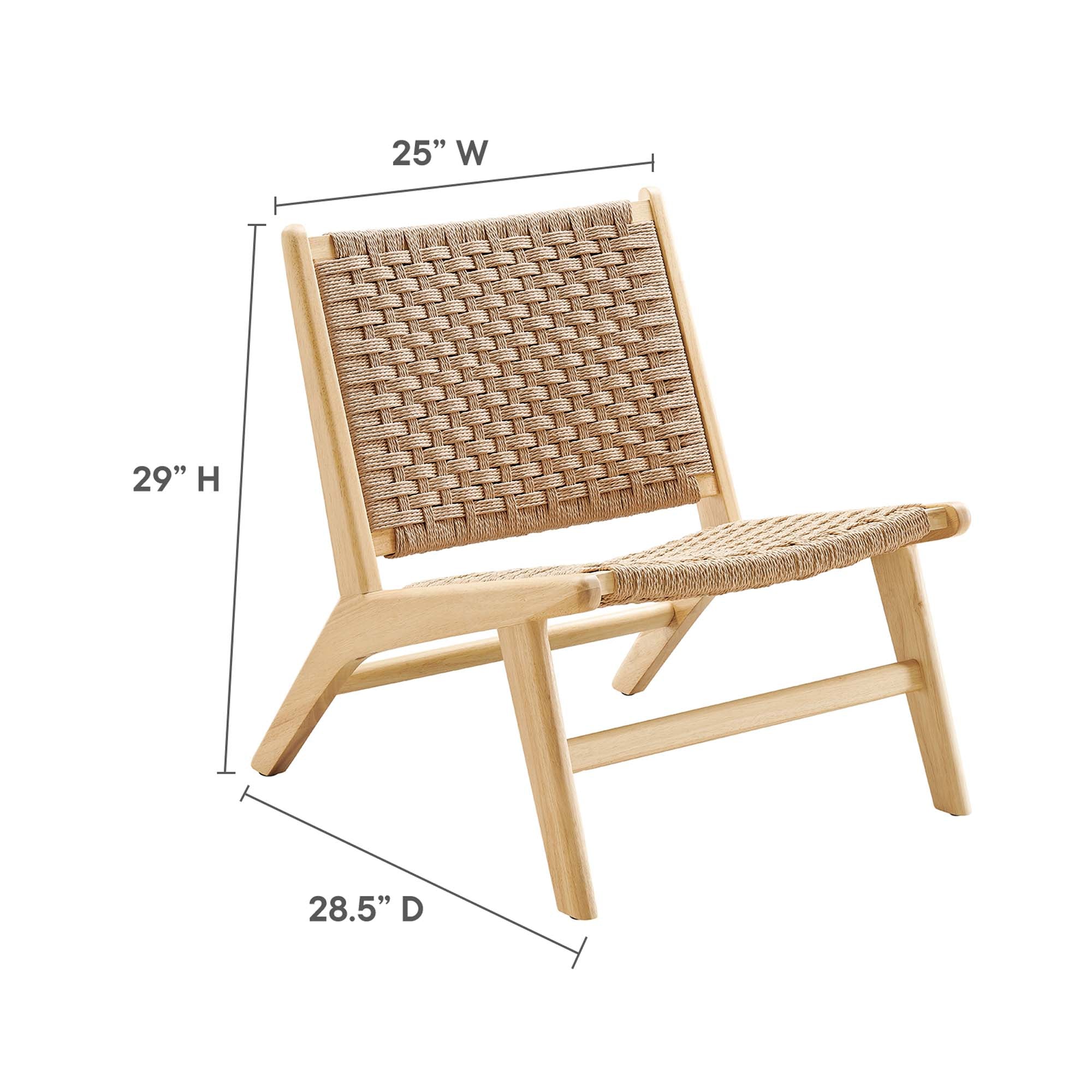 Saoirse Woven Rope Wood Accent Lounge Chair - Natural Natural