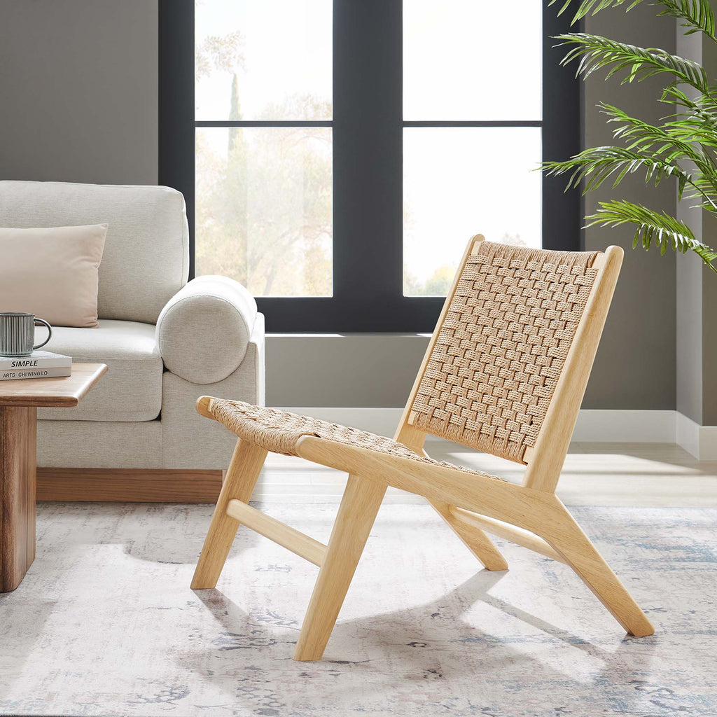 Saoirse Woven Rope Wood Accent Lounge Chair - Natural Natural