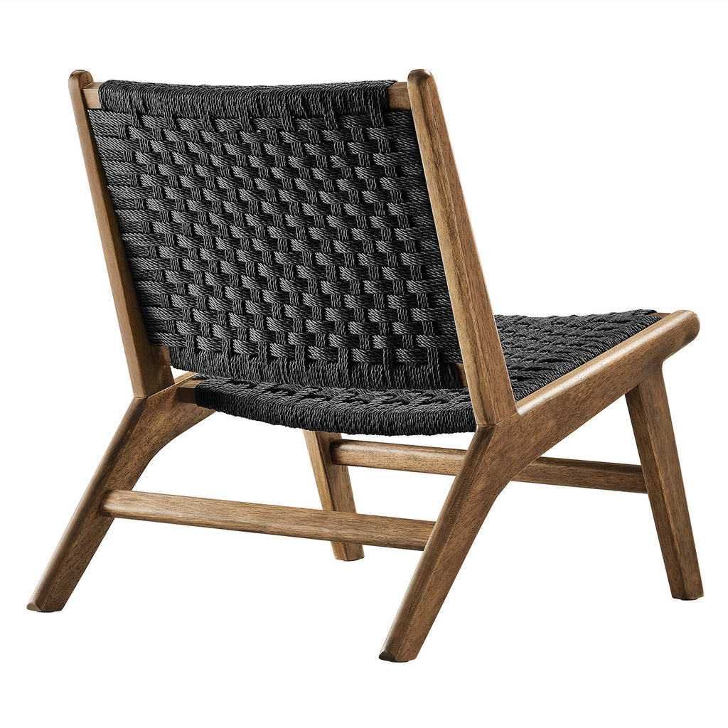 Saoirse Woven Rope Wood Accent Lounge Chair - Walnut Black