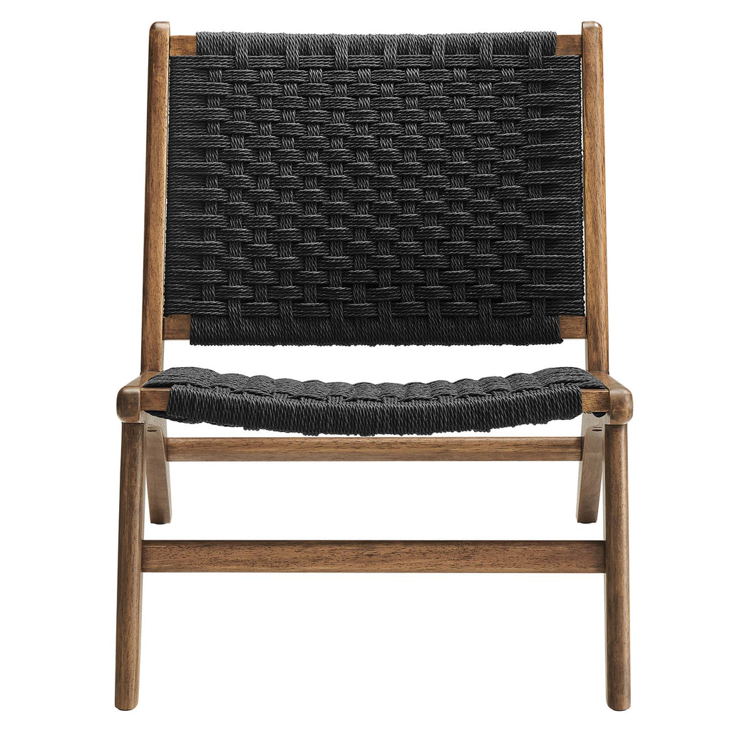 Saoirse Woven Rope Wood Accent Lounge Chair - Walnut Black