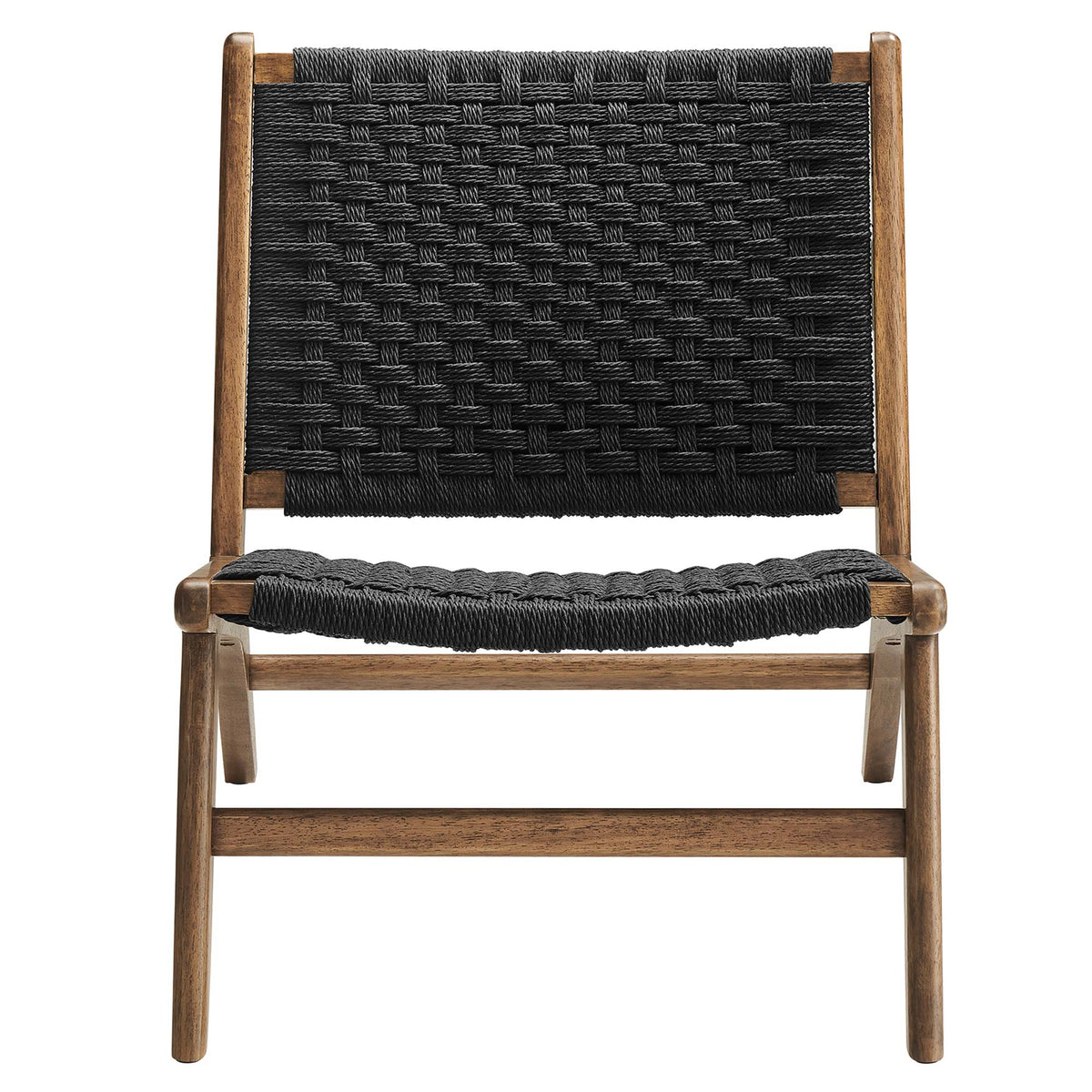 Saoirse Woven Rope Wood Accent Lounge Chair - Walnut Black