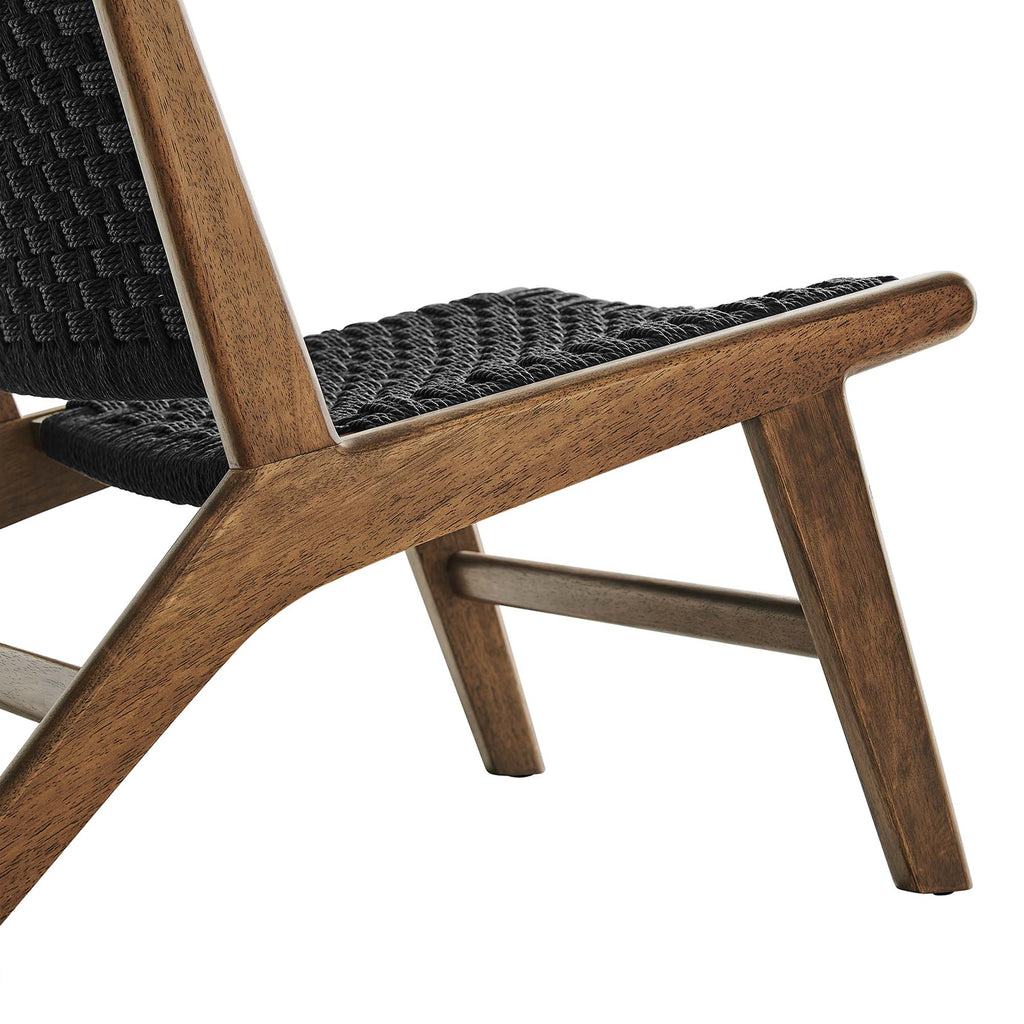 Saoirse Woven Rope Wood Accent Lounge Chair - Walnut Black