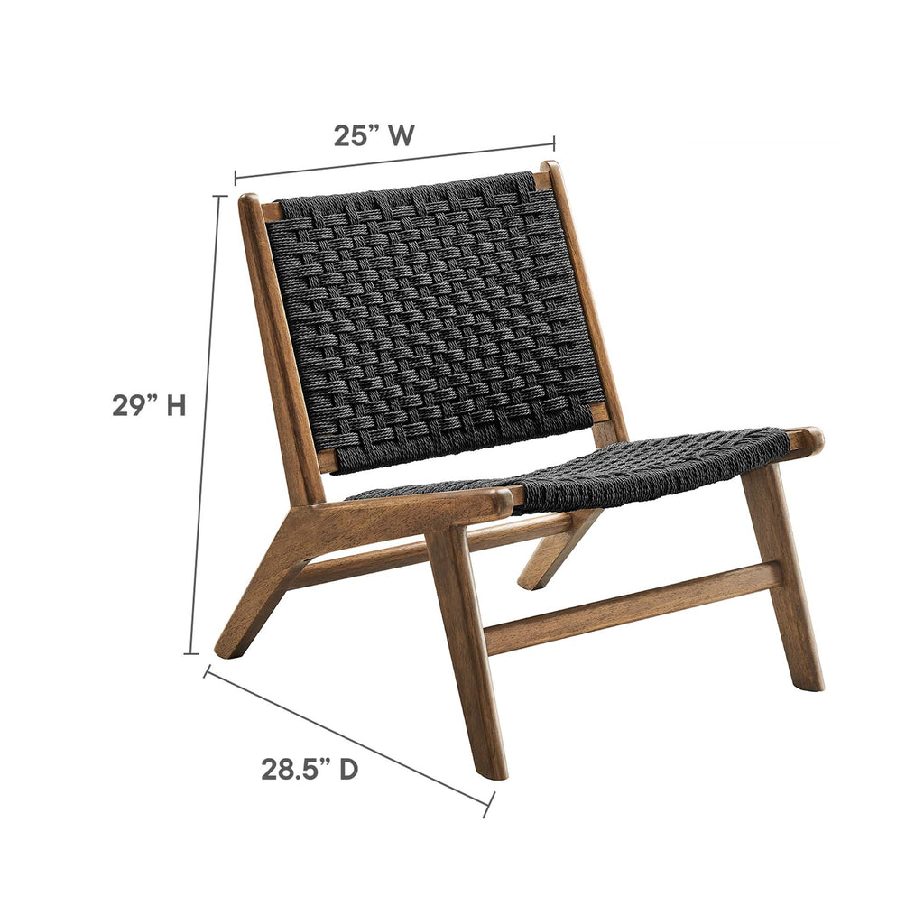 Saoirse Woven Rope Wood Accent Lounge Chair - Walnut Black