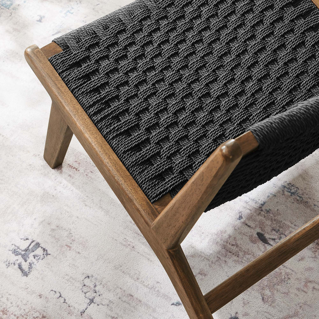 Saoirse Woven Rope Wood Accent Lounge Chair - Walnut Black