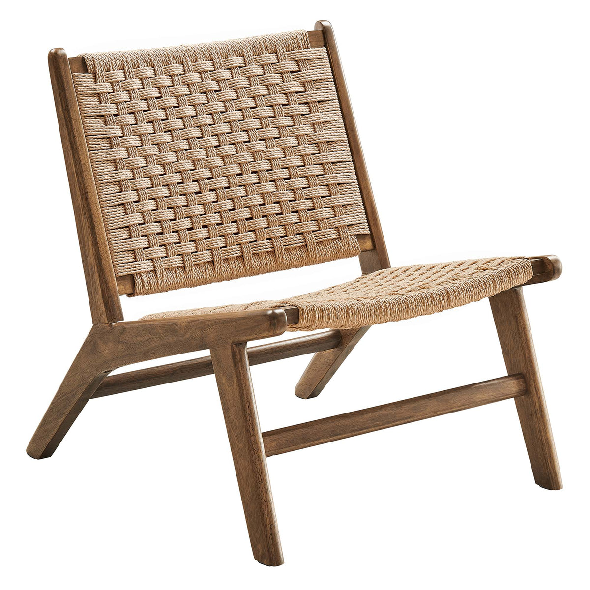 Saoirse Woven Rope Wood Accent Lounge Chair - Walnut Natural