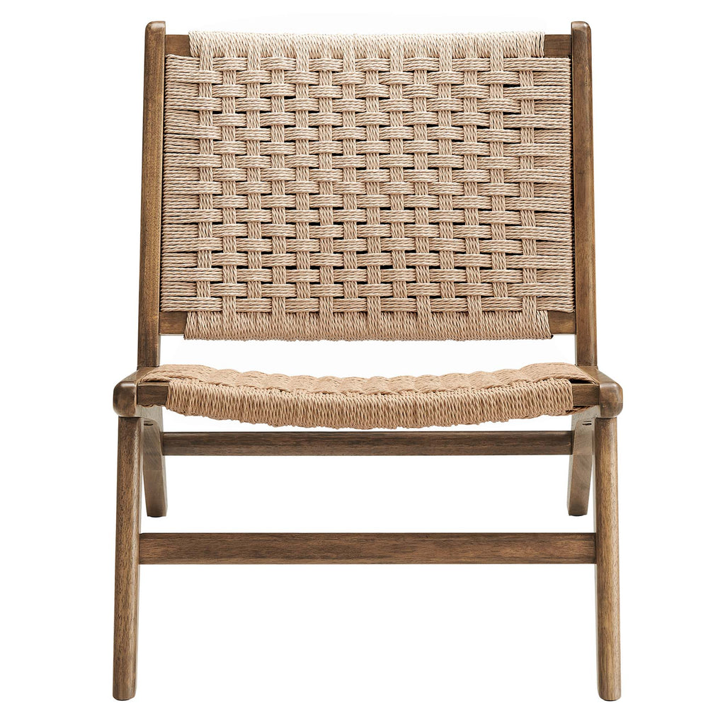 Saoirse Woven Rope Wood Accent Lounge Chair - Walnut Natural