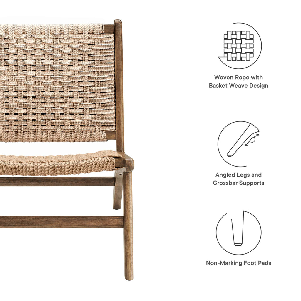 Saoirse Woven Rope Wood Accent Lounge Chair - Walnut Natural