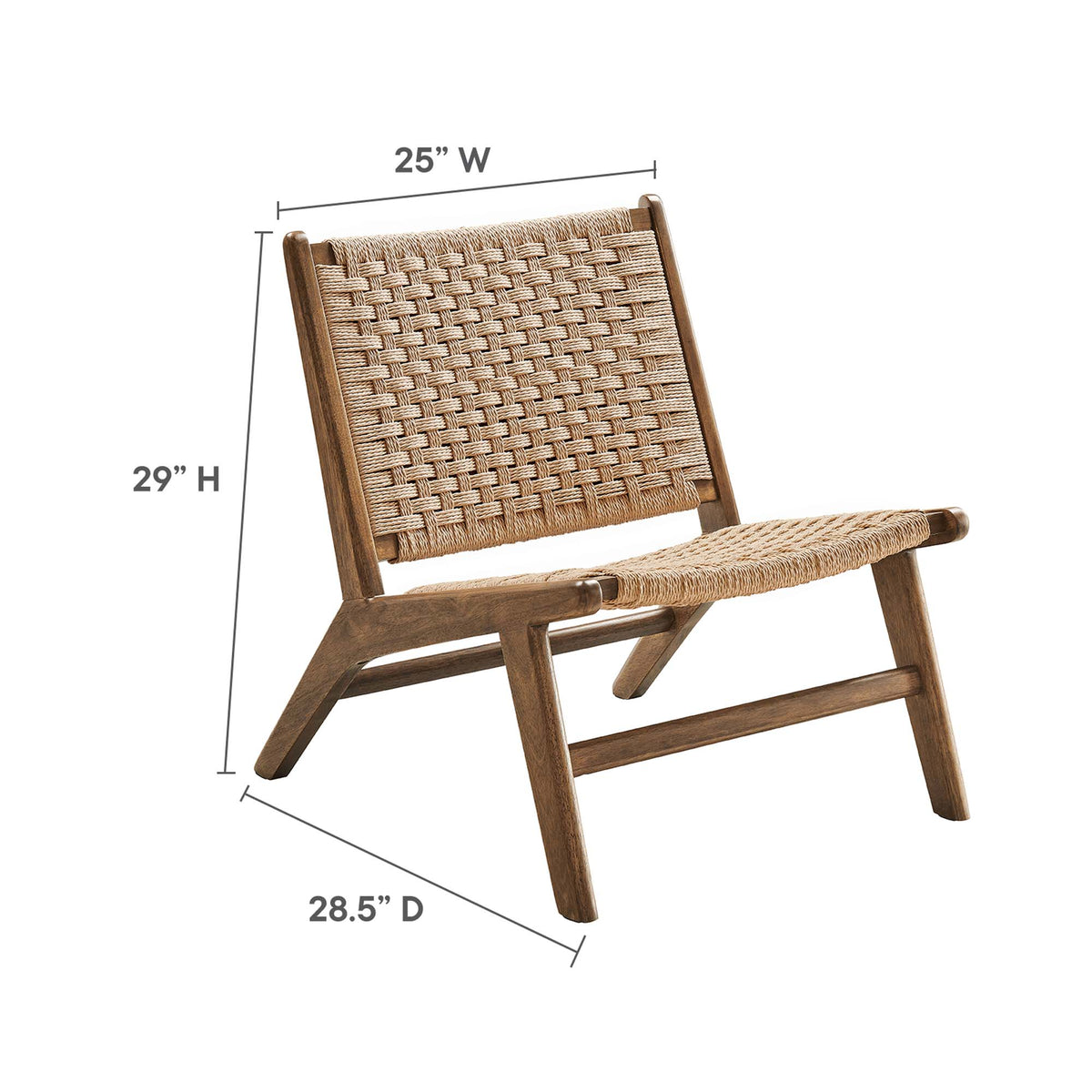 Saoirse Woven Rope Wood Accent Lounge Chair - Walnut Natural