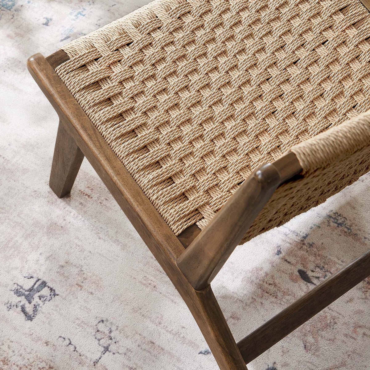 Saoirse Woven Rope Wood Accent Lounge Chair - Walnut Natural