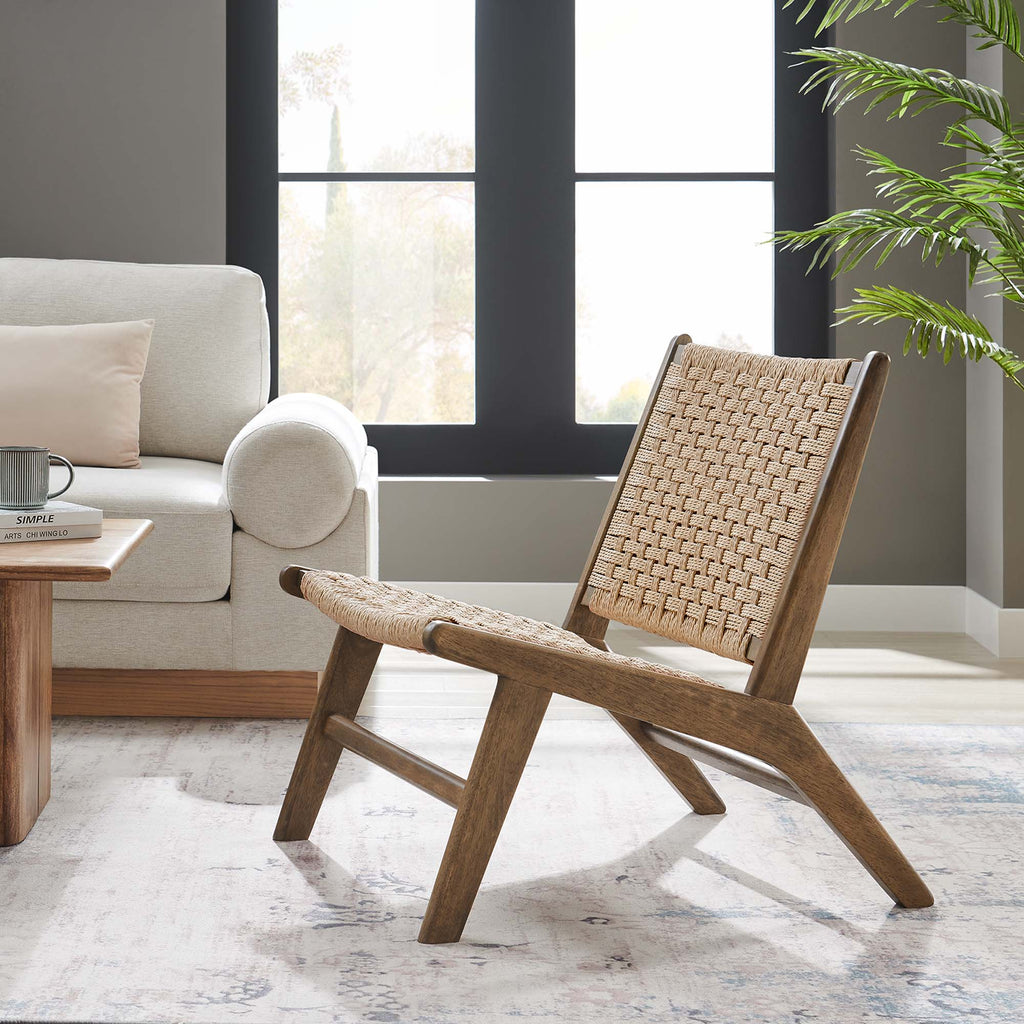 Saoirse Woven Rope Wood Accent Lounge Chair - Walnut Natural