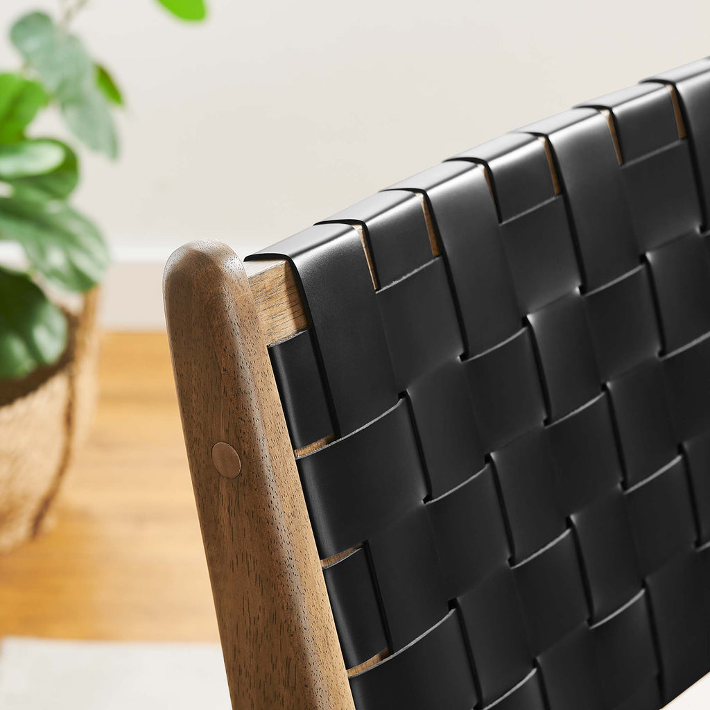 Saoirse Leather Wood Dining Side Chair Set of 2 - Walnut Black